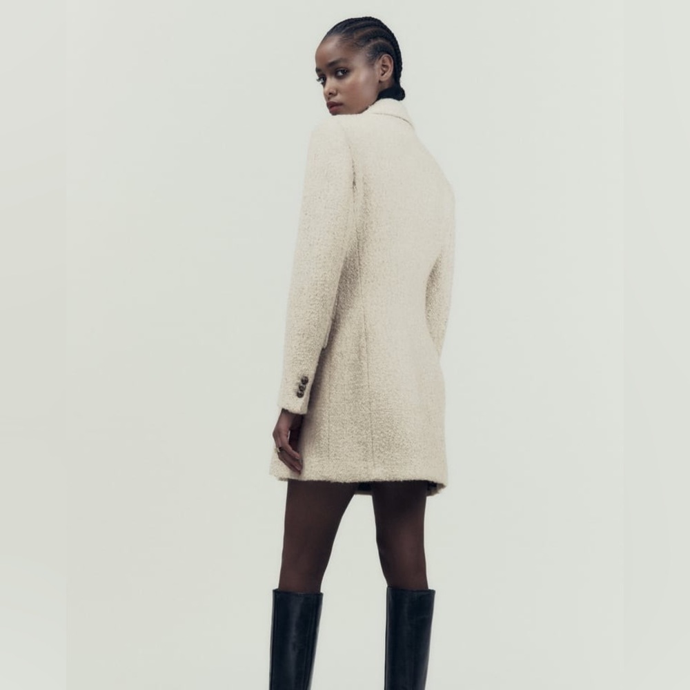 Zara Longline Wool Blend Bouclé Blazer - Picture 13 of 17